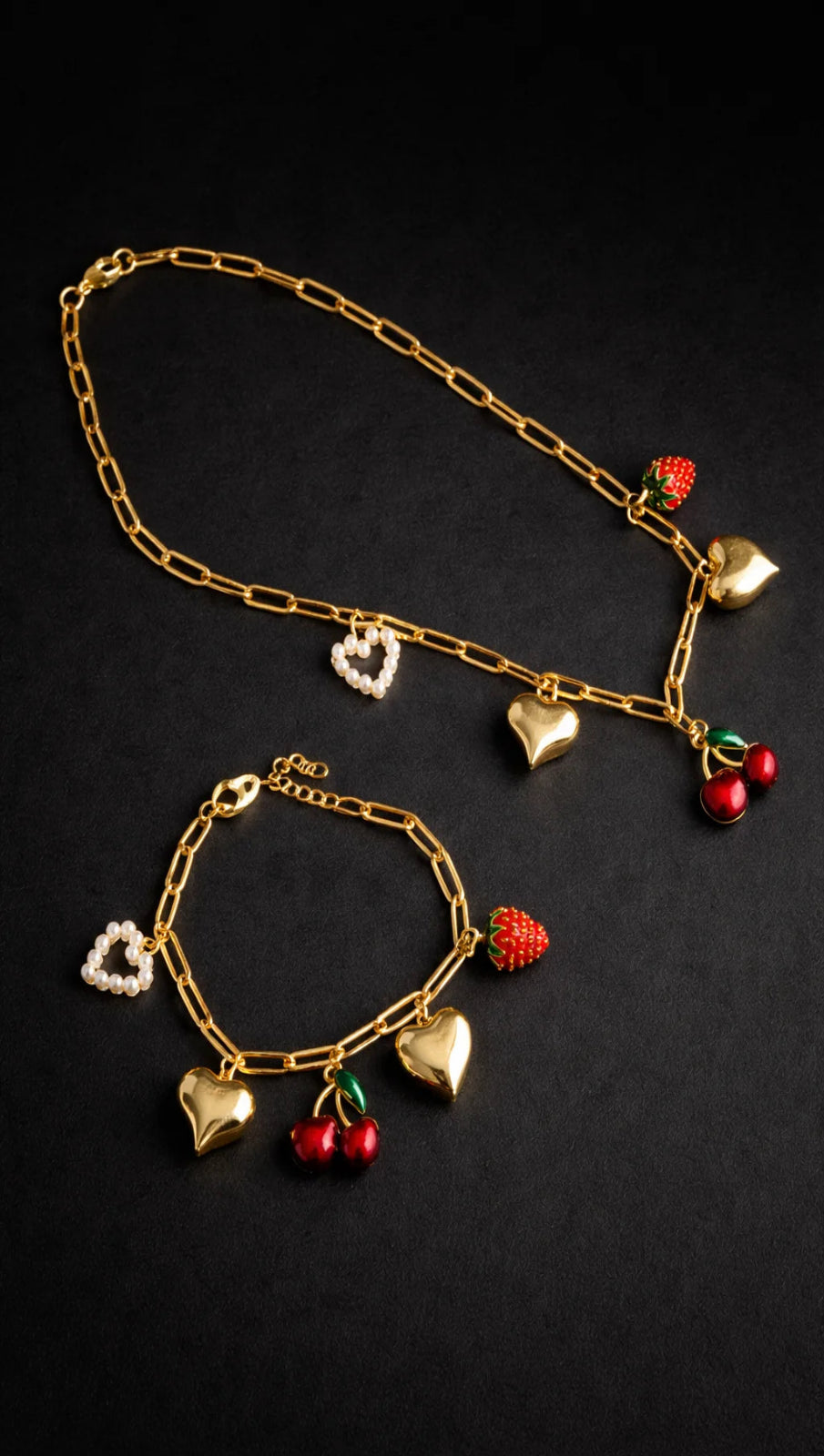 Set Collar y Pulsera con Dijes Fruits para Mujer