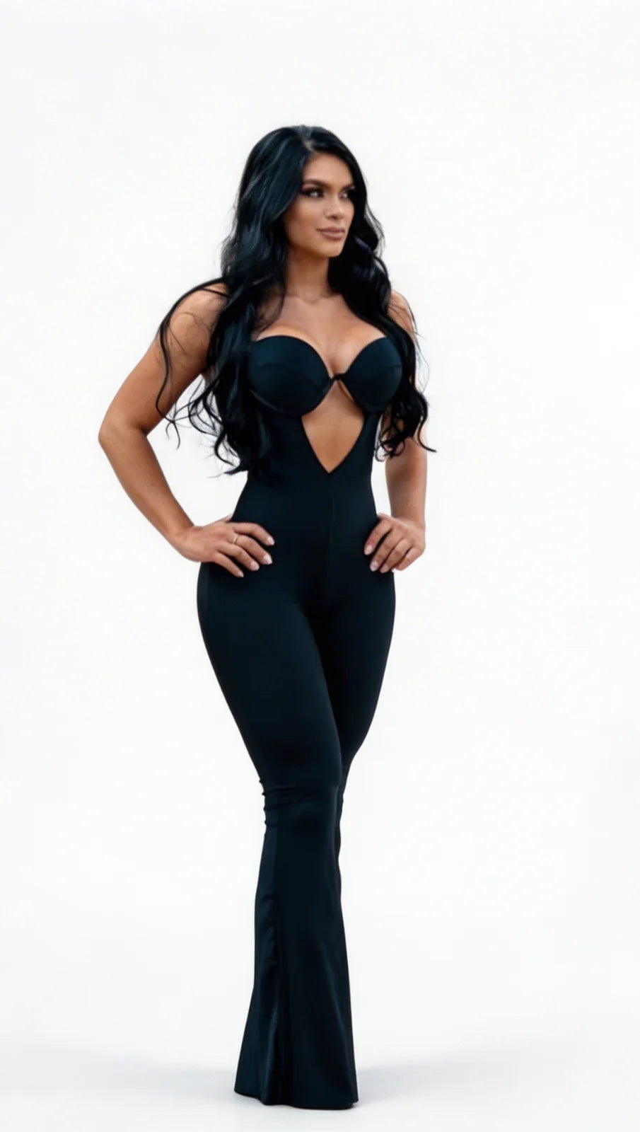 Enterizo Mujer Escote Corazón Strapless Bota Campana