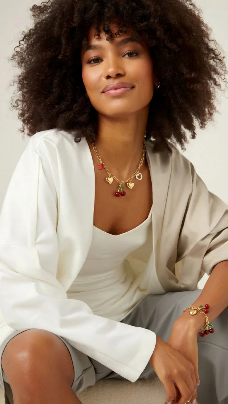 Set Collar y Pulsera con Dijes Fruits para Mujer