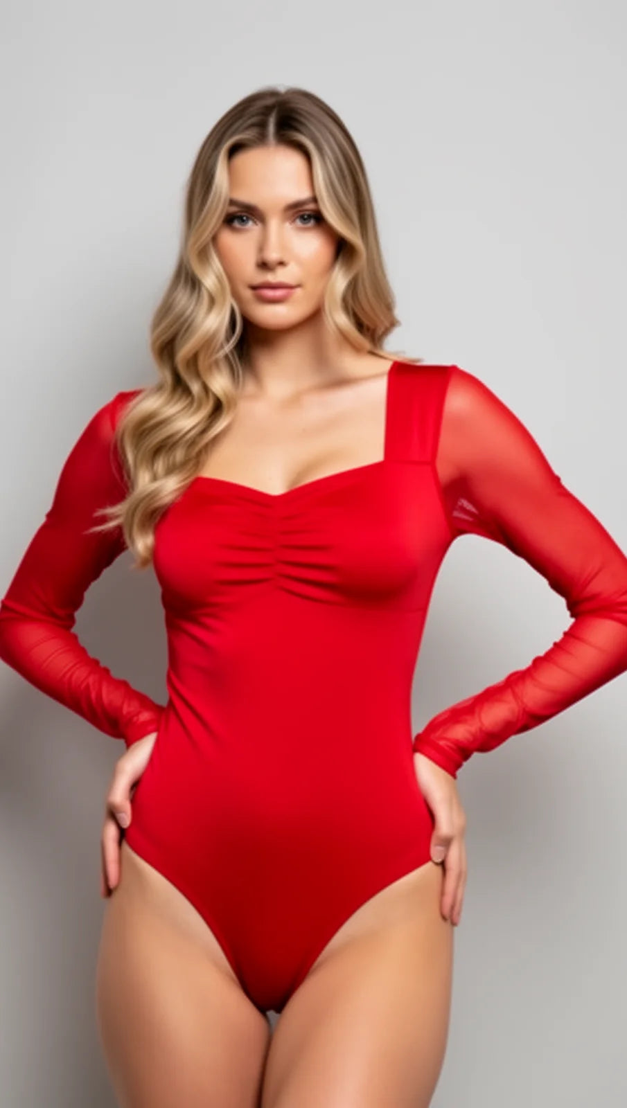 Body para Mujer en Polilicra Destellante con Malla Tex y Control Abdomen