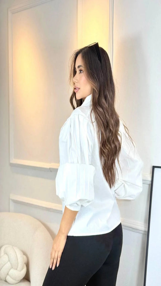 Camisa Popelina Mujer Manga Globo